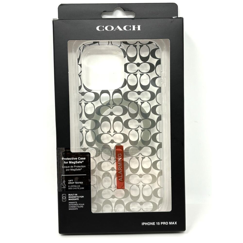 Coach iPhone 15 Pro Max Clear Case Signature Cs Deep Forest Logo Magsafe NIP